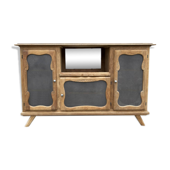 Low sideboard, bar, storage unit, wood, compass legs,