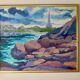 Original Swedish oil painting on panel "Coastal Scene" by D. Samuelsson