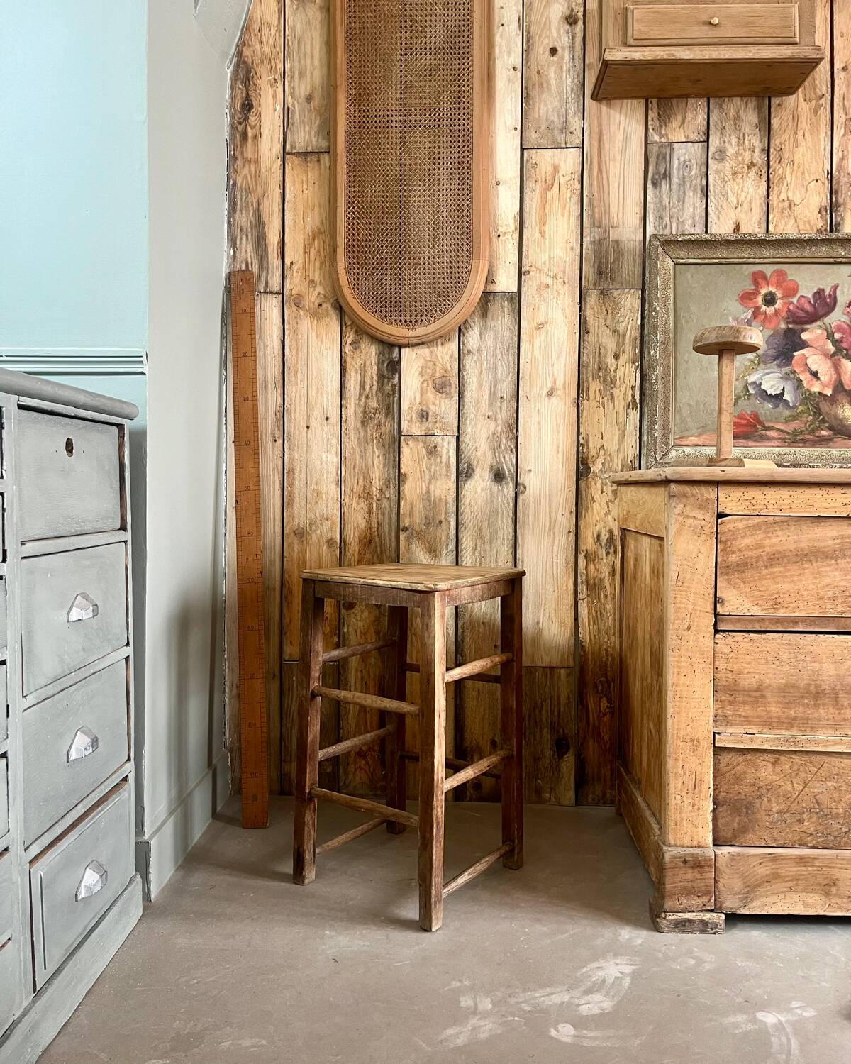 Wooden workshop stool