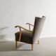 Vintage Swedish Mid Century Modern Wooden Grey Armchairs, 1940s