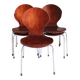 5 chaises style fourmi en contreplaqué moulé et métal chromé, esprit s