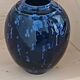 Blue crystallised vase