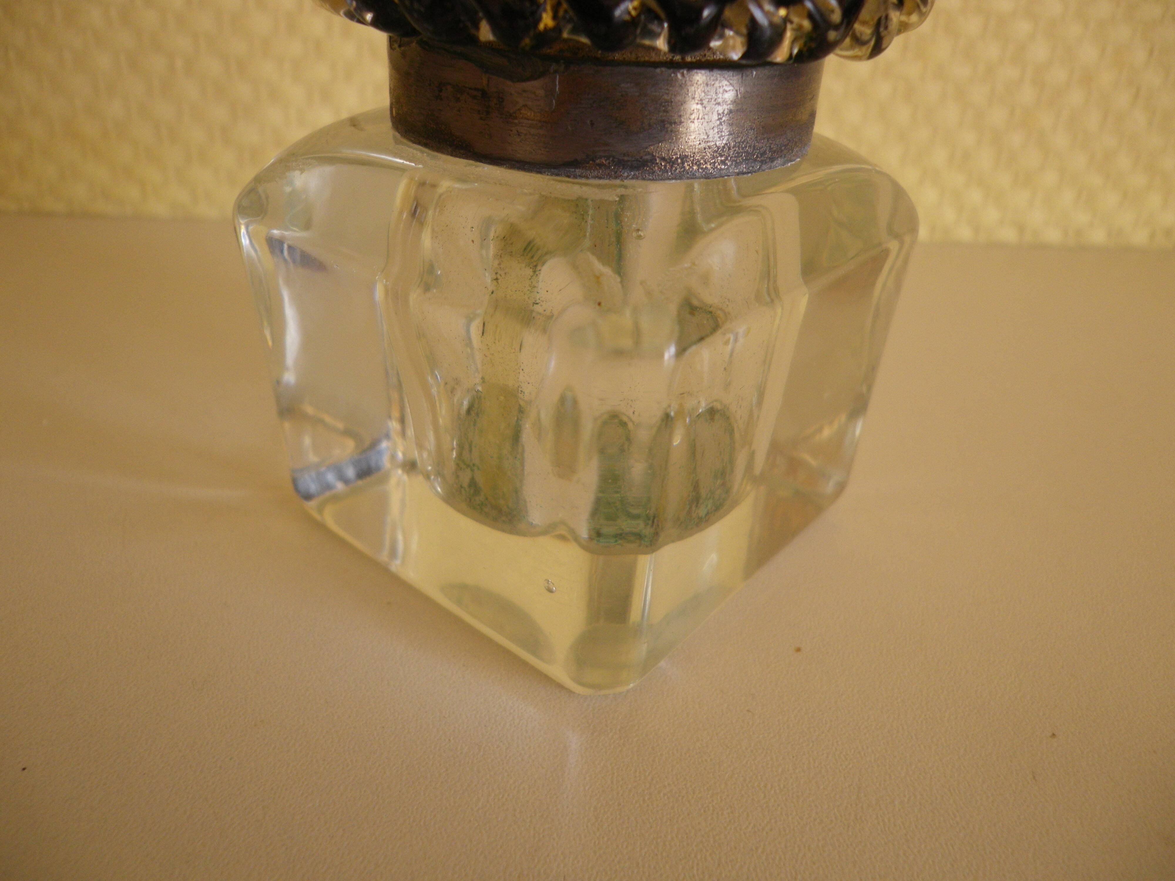 Antique Desk Candlestick from Vallérystal Crystal Factory, 1890s