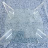 1980s design coffee table in glass and perspex (lucite)