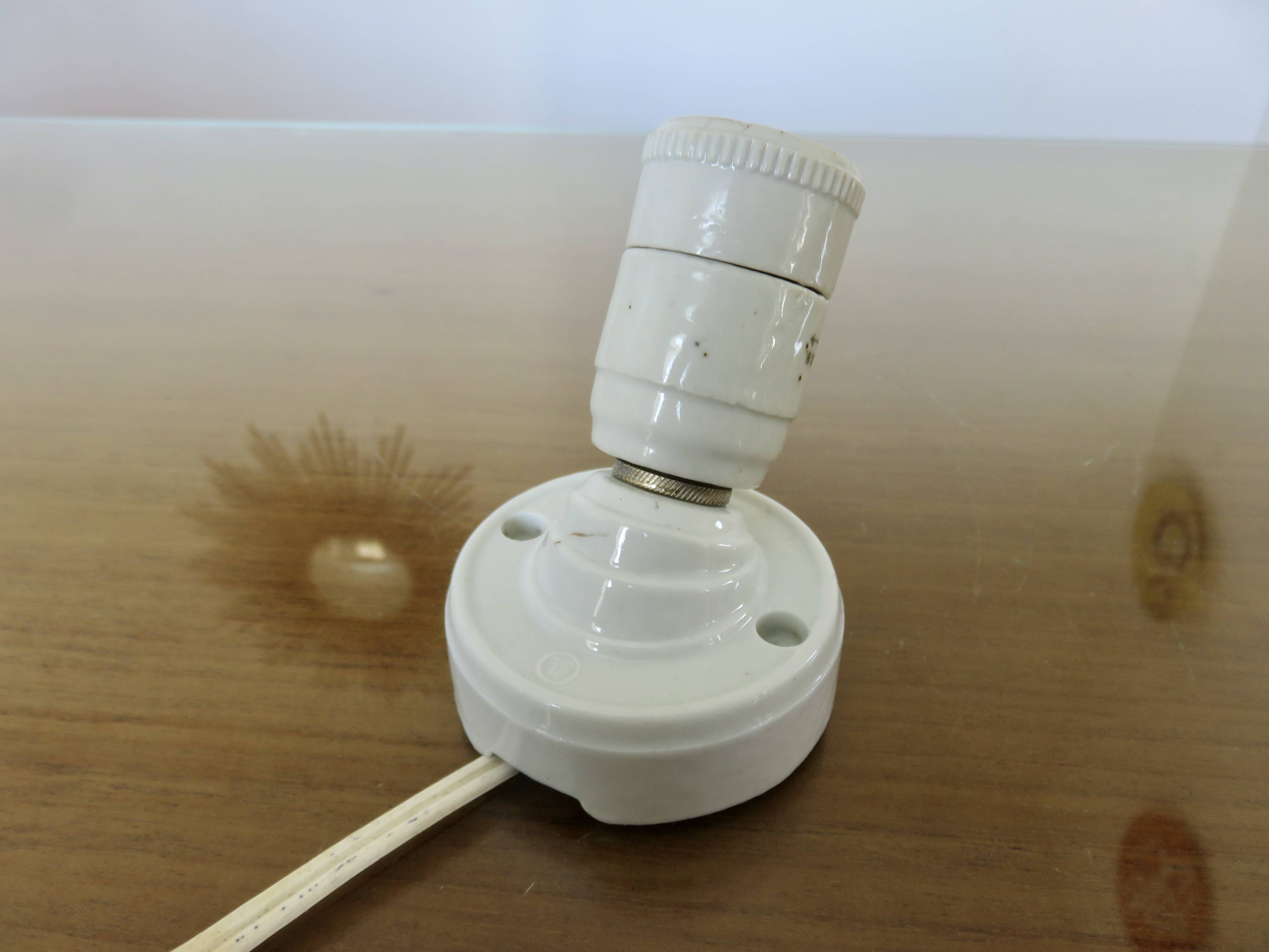 Minimalist art deco wall lamp, porcelain, 1930s-40s