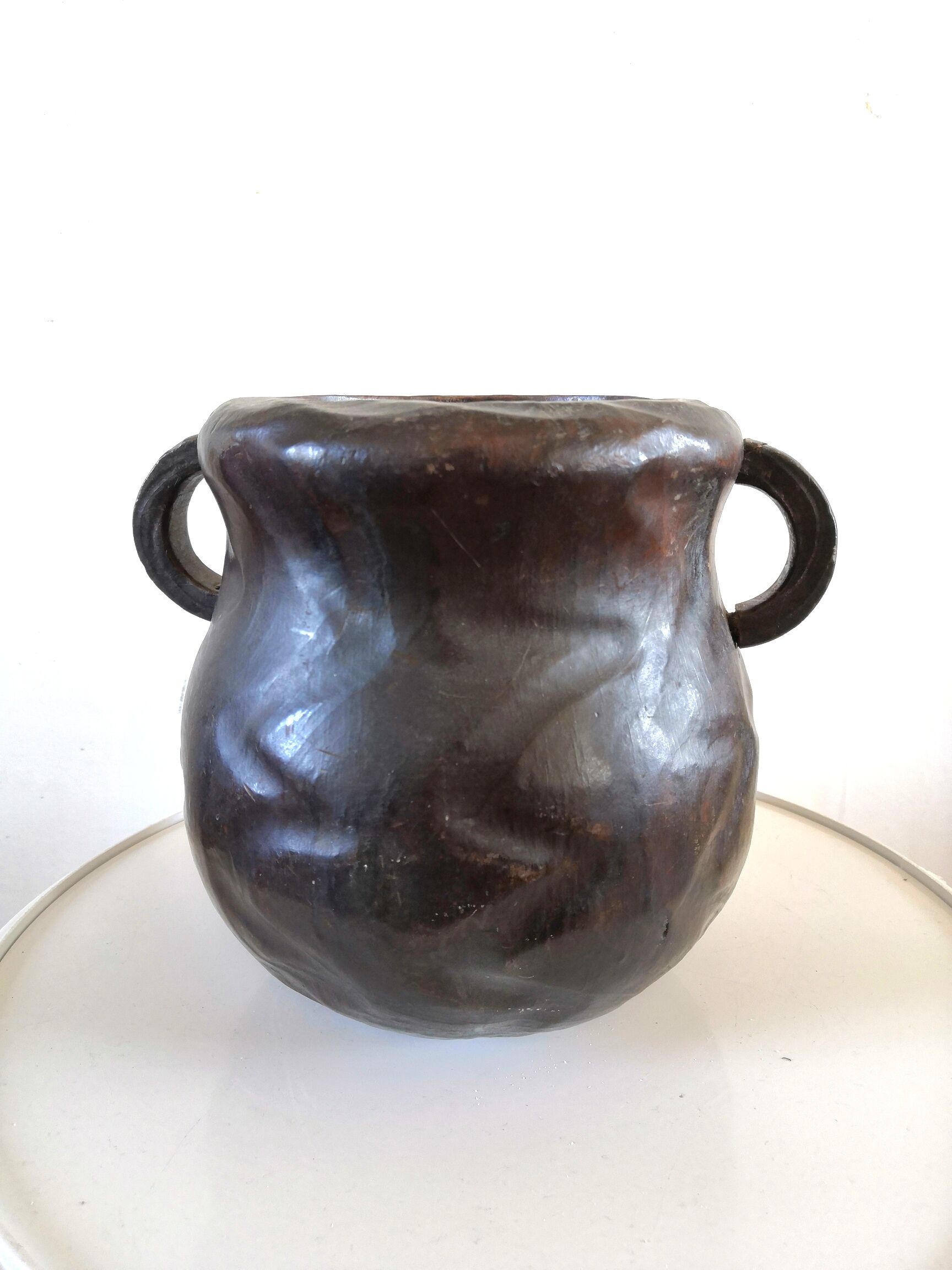 Vintage brutalist wooden pitcher