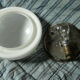 Ceiling lamp in opaline half-moon 1950 diameter: 20cm