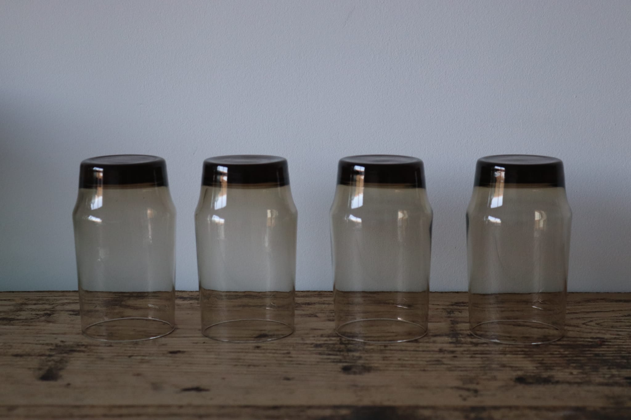 4 vintage smoked glasses 70s