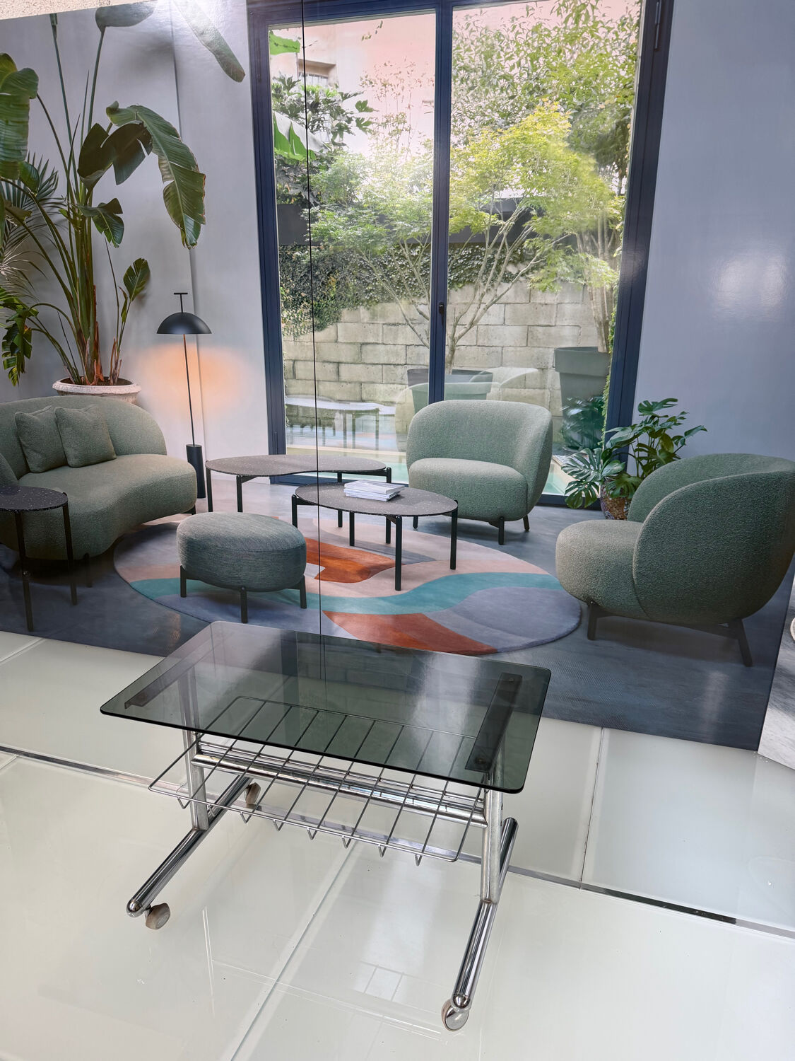 Metal and smoked glass hi-fi video furniture