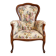 Louis XV style armchair with floral jacquard upholstery.