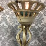 Pair of candlesticks patinated cast iron renaissance design