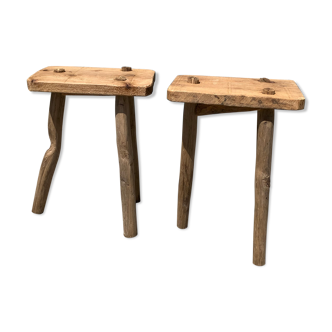 Pair of old wooden tripod tables
