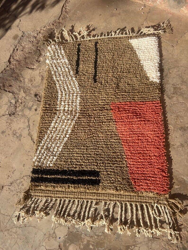 Petit tapis berbère fait main traditionnelle artisanale 100/200 cm