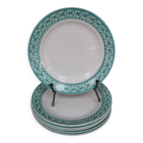 Set of 6 KIFO L'Amandinoise dessert plates with green leaf decor