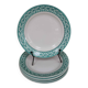 Set of 6 KIFO L'Amandinoise dessert plates with green leaf decor