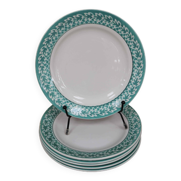 Lot de 6 Assiettes à dessert KIFO L'Amandinoise décor feuilles vertes
