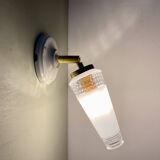Vintage tulip wall lamp in white and transparent glass