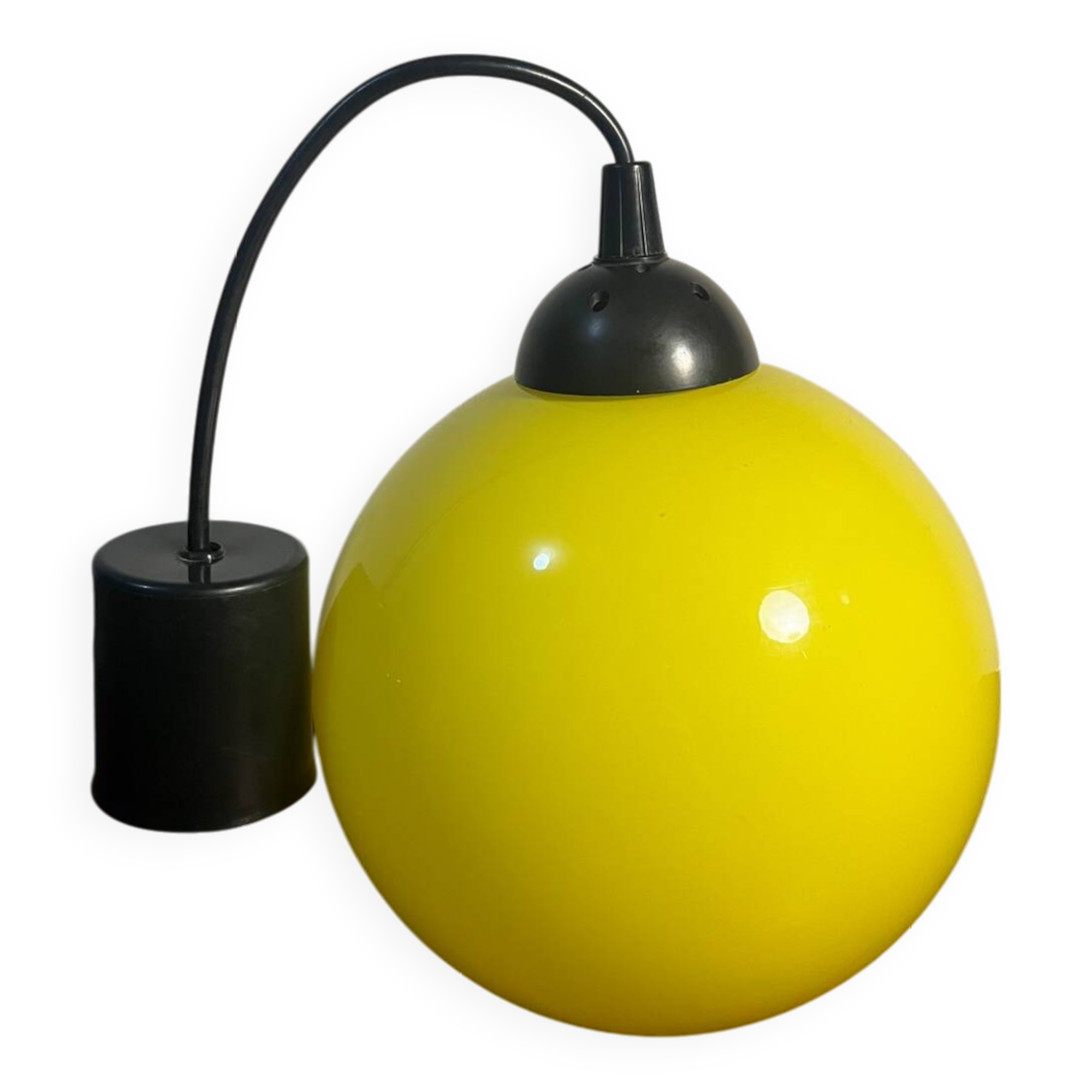 Yellow opaline globe pendant light from the 70s