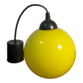 Yellow opaline globe pendant light from the 70s