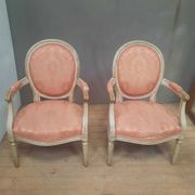 Pair of Louis XVI style medallion armchairs