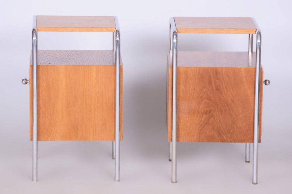 Bauhaus Chrome Bedside Tables attributed to R. Slezák, Former Czechoslovakia, 1930s, Set of 2