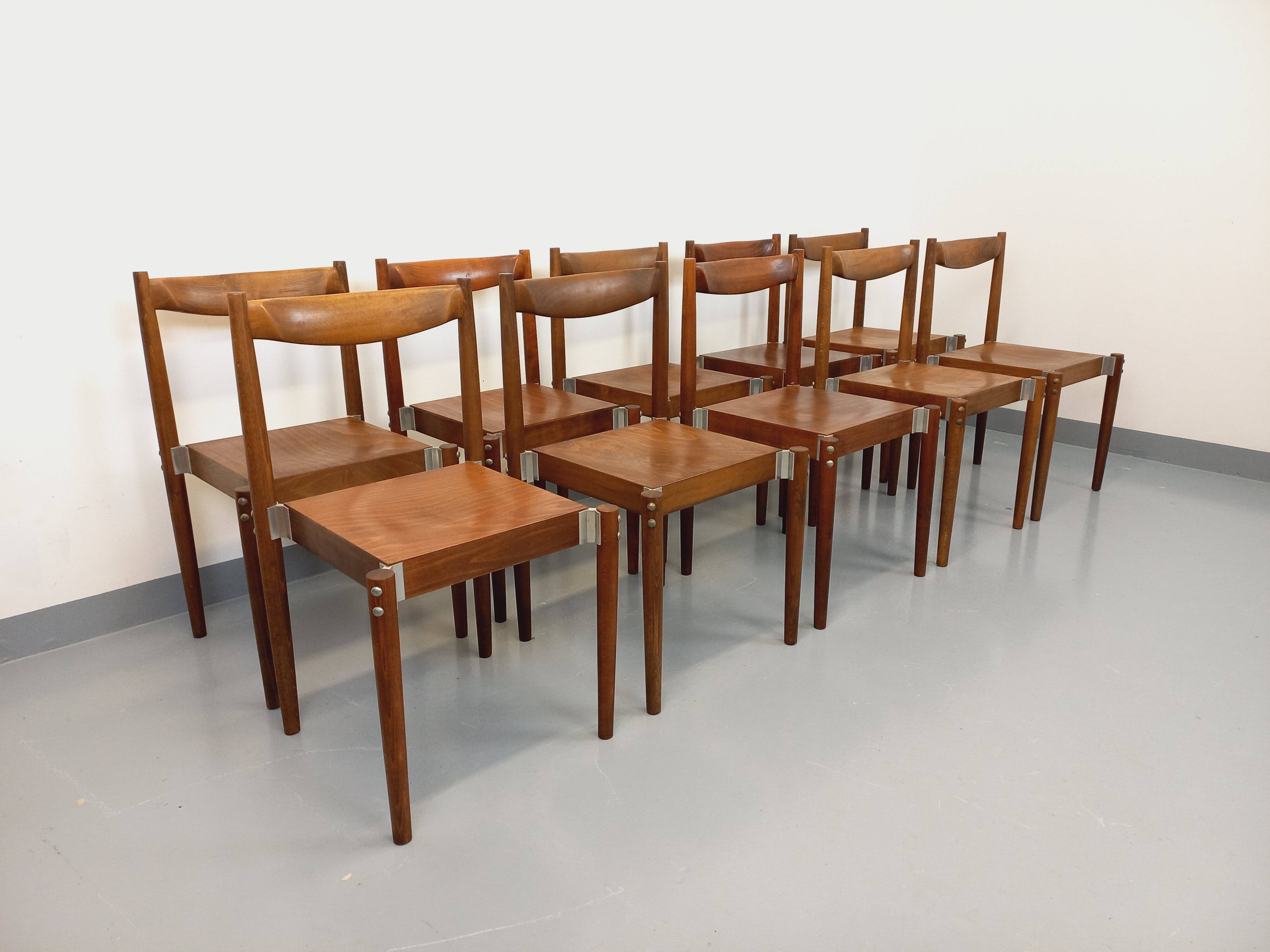 Set of 8 stackable chairs from the Czech manufacturer Bukoza