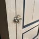 Antique bonnetière in cream and blue painted wood – in its original condition.