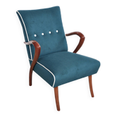 Fauteuil Style Scandinave en Tissu Bouclé Vert Pétrole