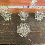 Set of 4 Vintage Glass Moulded Candle Holders 1970s France