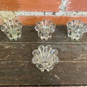 Set of 4 Vintage Glass Moulded Candle Holders 1970s France