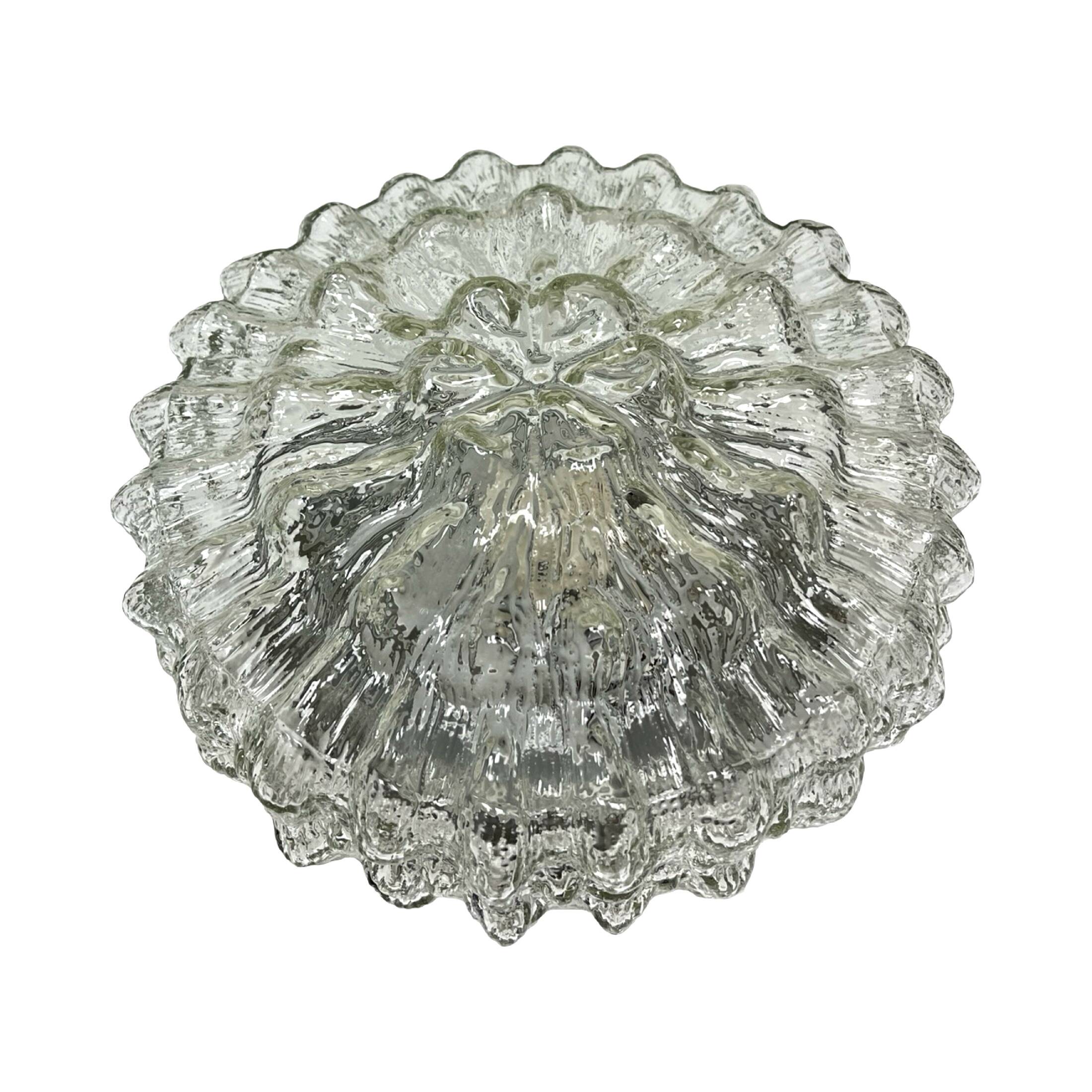 Crystal Ceiling Lamp, Wall Lamp RZB 32310 Floral Motif / Ice Glass, Germany