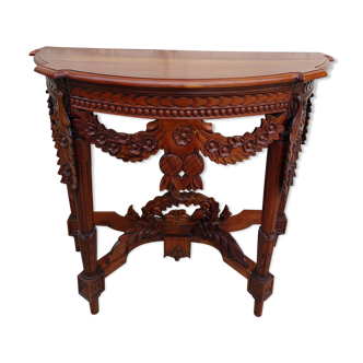 Louis XVI style half-moon console decorated