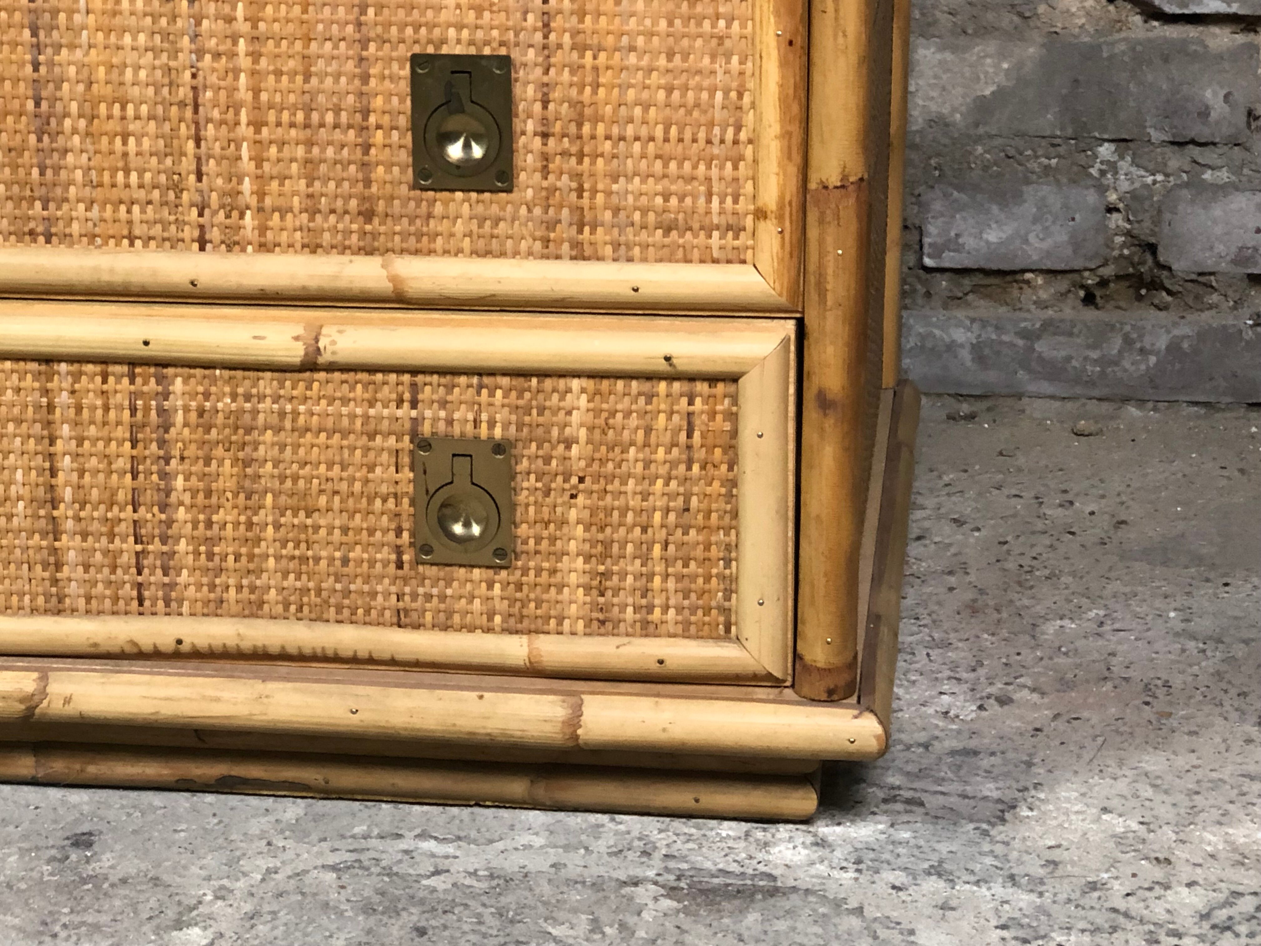 Vintage Italian dresser by Dal Vera in rattan and bamboo 1960'S
