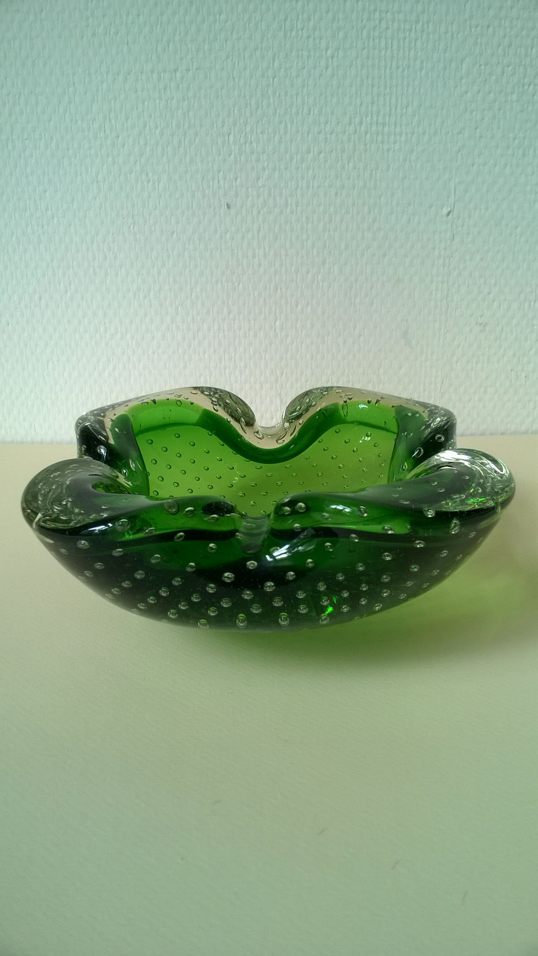 Sommerso Murano v.1960 bubbled glass ashtray