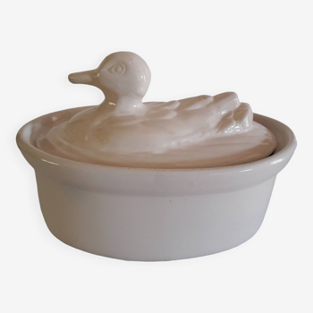 Plat terrine céramique vintage motif canard