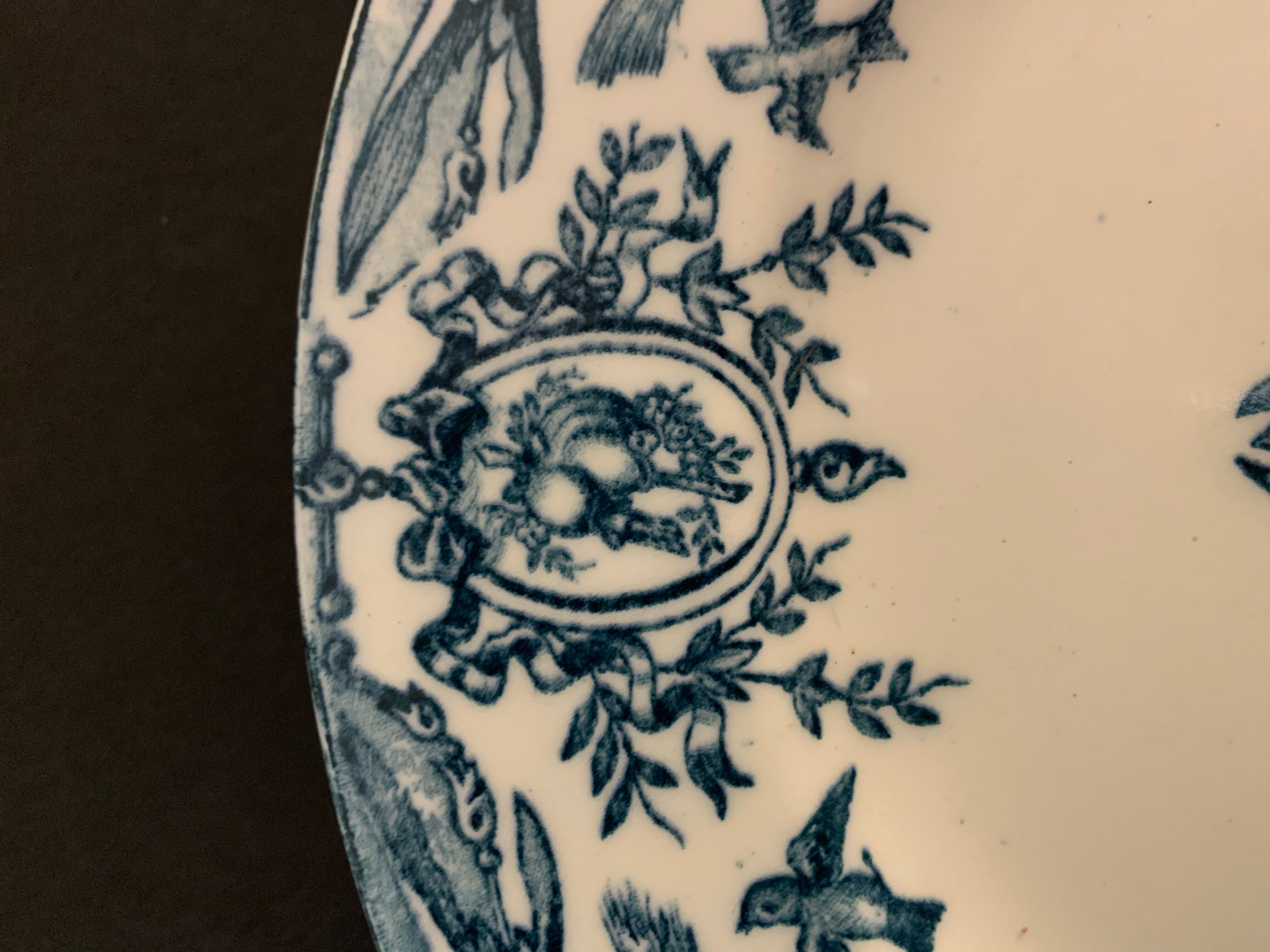 10 old blue flat plates Terre de Fer Léon Graves model Louis XVI, twentieth century