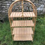 Vintage 60s bamboo rattan standing shelf