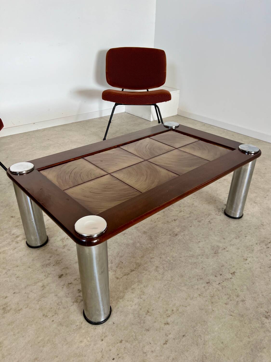 Old coffee table ceramic tile metal leg design from the 70s vintage