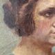 Oil on canvas portrait, vintage, bohemian countryside decoration.