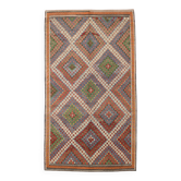 6x10 Turkish Geometric Pattern  Blue & Beige Kilim Rug, 177x314Cm