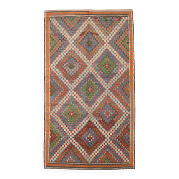 6x10 Turkish Geometric Pattern  Blue & Beige Kilim Rug, 177x314Cm