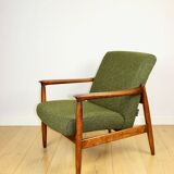 GFM-64 armchair, design by Edmund Homa from the 60s, olive green boucle - 2 pieces available