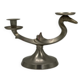 Candélabre vintage sculptural à deux lumières en forme d’oiseau