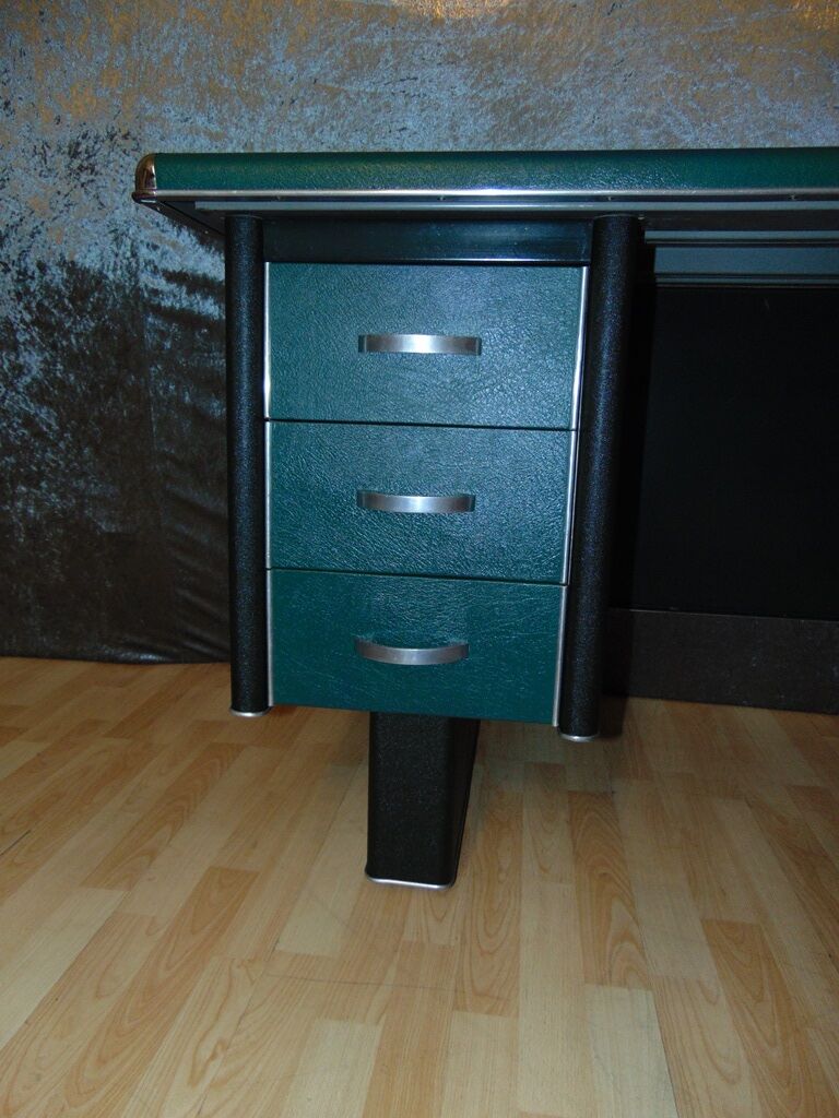 Office Industrial Metal covered of Skai green, 1950s