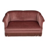 1960s, Danish 2-seater sofa, original pink furniture velour.
