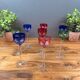 Set of 8 Coloured Cut Crystal Liqueur Glasses