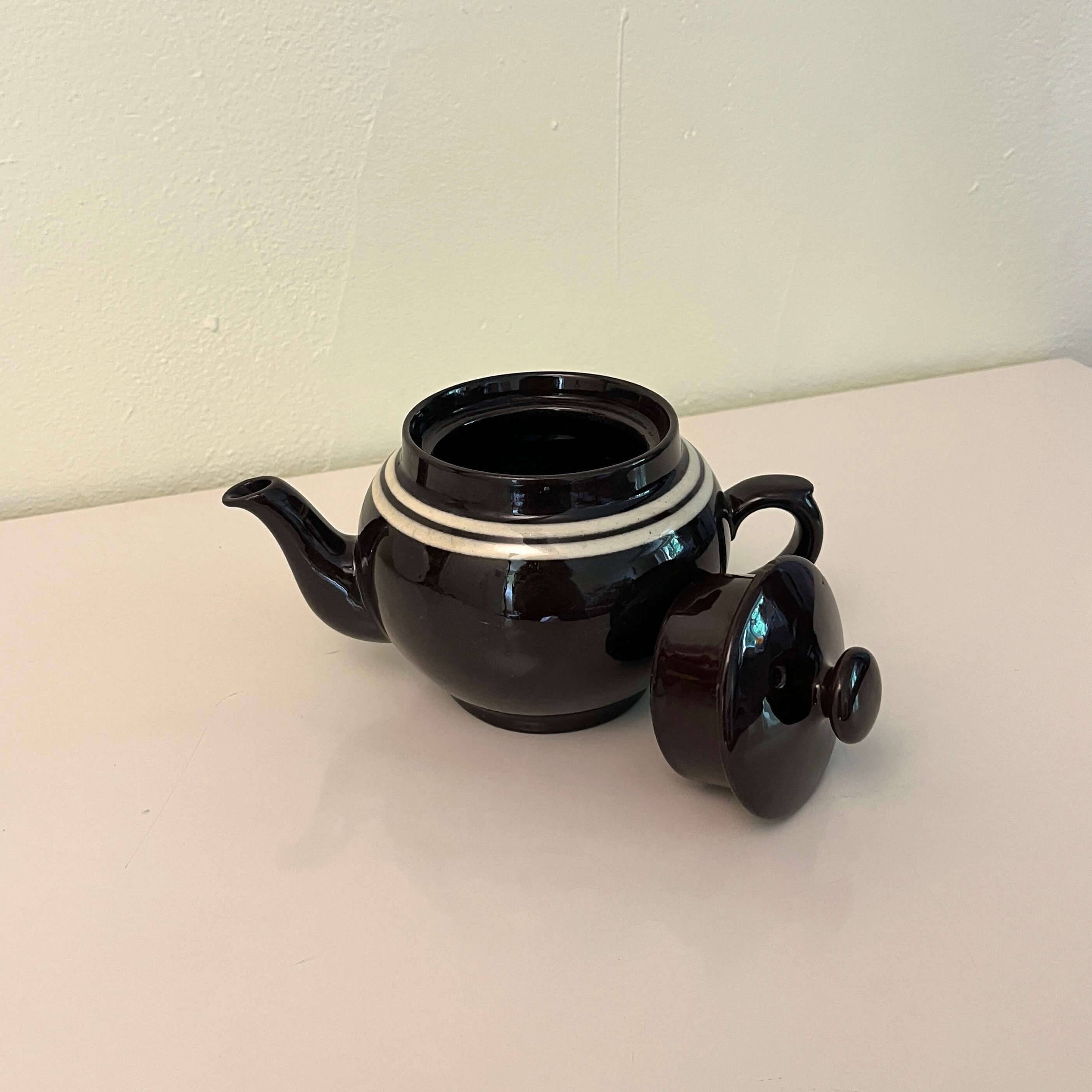 Brown ceramic teapot