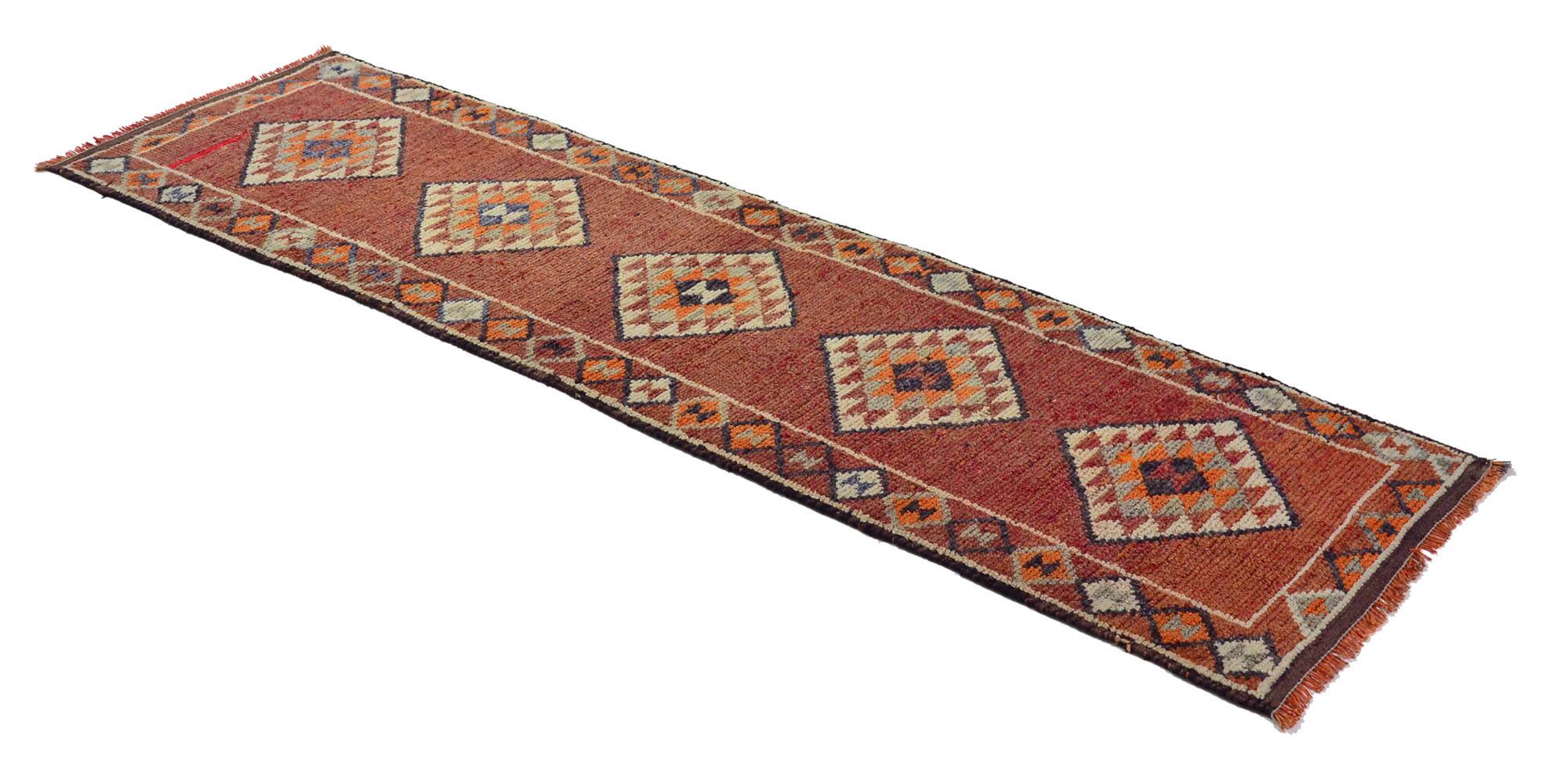 Herki vintage wool hallway rug, 307 x 87 cm
