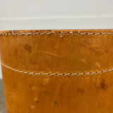 Danish leather wastepaper basket by Torben Orskov in Adnet style