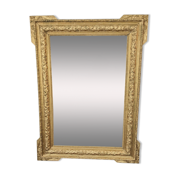 Miroir ancien XIXème doré 94 x 70 cm